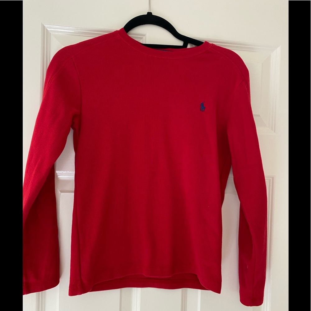 Ralph Lauren Red Long Sleeve Waffle Tee